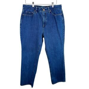 Lands' End‎ Cotton Medium Wash High Rise Straight Jeans 10